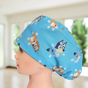Licensed Bluey & Bingo~ Euro Style Scrub Cap, Unisex Nurse Cap, Scrub Hat, Gift